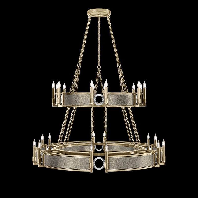 Mirage 50″W Round Chandelier Soft Gold Leaf/Nickel/Coco