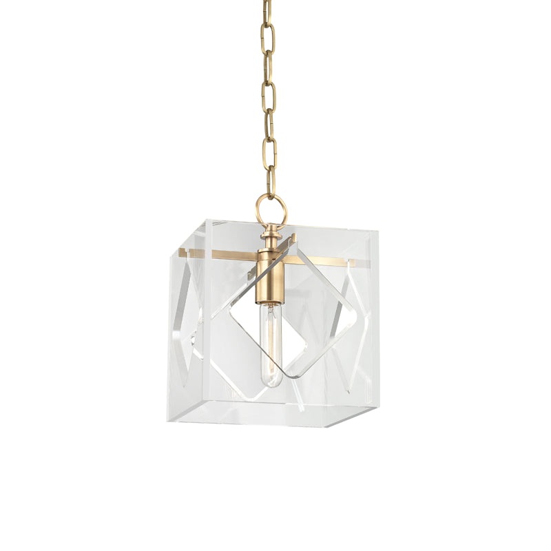One Light Pendant from the Travis Collection in Aged Brass Finish by Hudson Valley