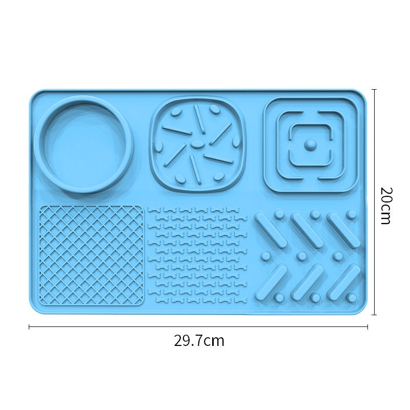 Pet Slow Feeder Lick Mat with Suction Cups – Anti-Anxiety Dog Feeding Mat(Blue)