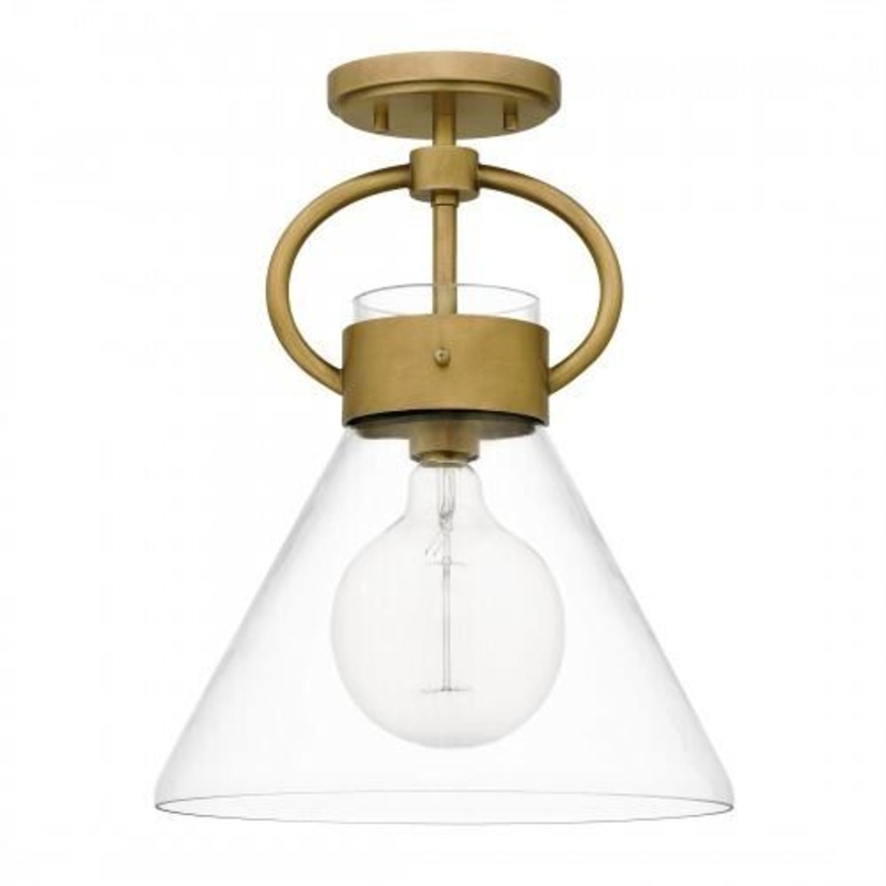 Quoizel WBS1712WS Webster Semi flush 1 light weathered brass Semi-Flush Mount