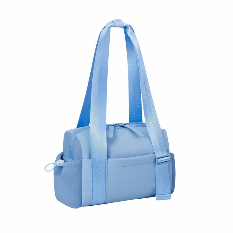 Stylish Blue Mini Gym Bag & Travel Tote – Compact Duffel with Wet Pocket, Luggage Sleeve & Multiple Compartments