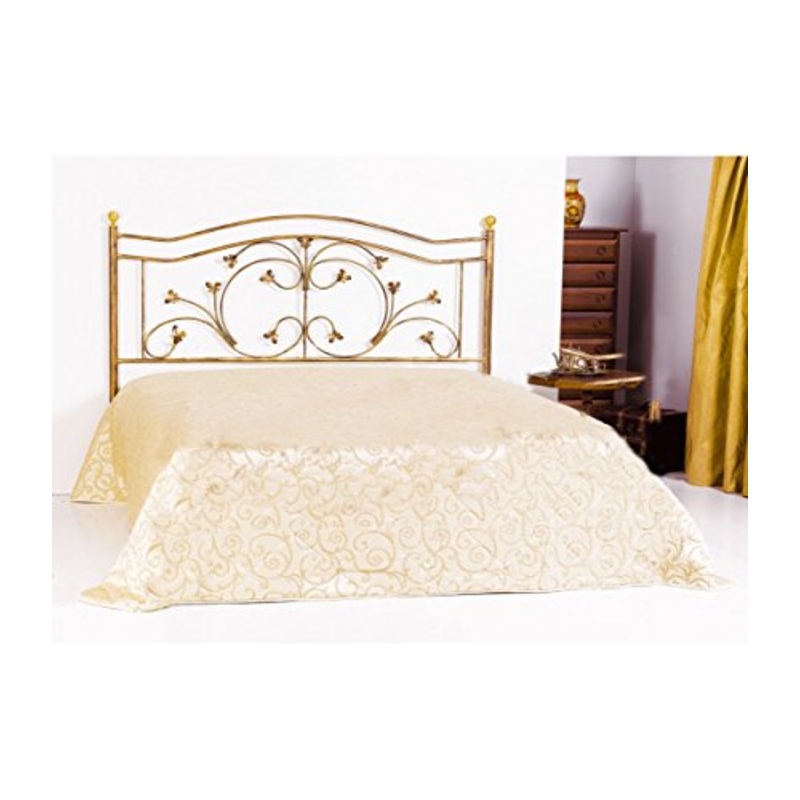 Testata Letto in Ferro Battuto Foglie – Tortora – Shabby Chic, Matrimoniale