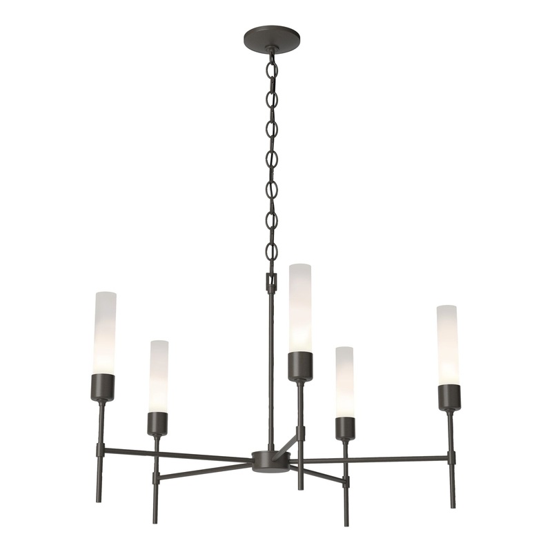 Vela 5-Arm Chandelier Dark Smoke Frosted Glass (FD)