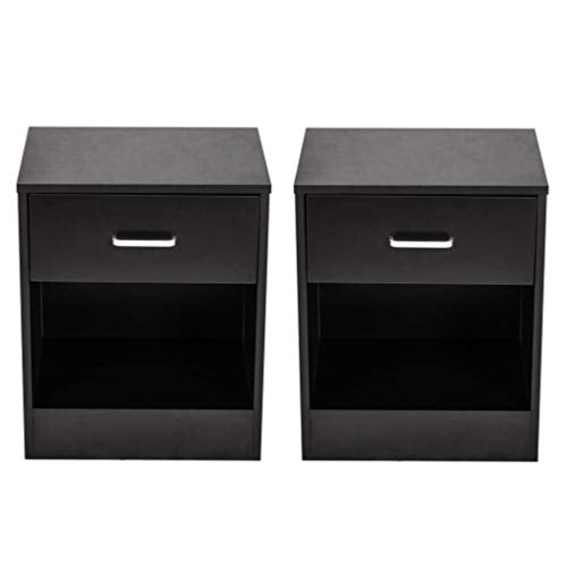 Yyqx Comodino Comodino 2X Comodino con cassetto Mobili Camera Comodino Bagagli Nero Comodini Letto