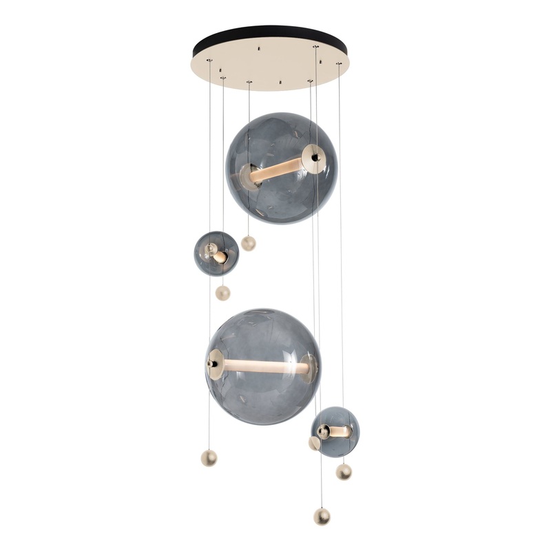 Abacus 4-Light Round LED Pendant Soft Gold Cool Grey Glass (YL)