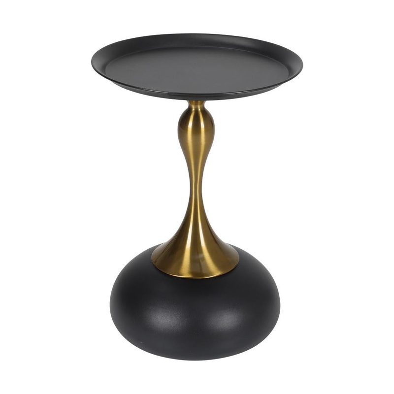 Coffee Side Table Round Metal Black