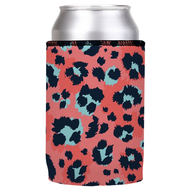 Coral Leopard Print Stubby Cooler – Standard