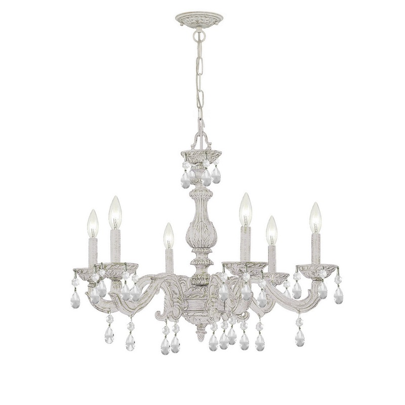 Crystorama 5036-AW-CL-SAQ Paris Market Six Light Chandelier Antique White