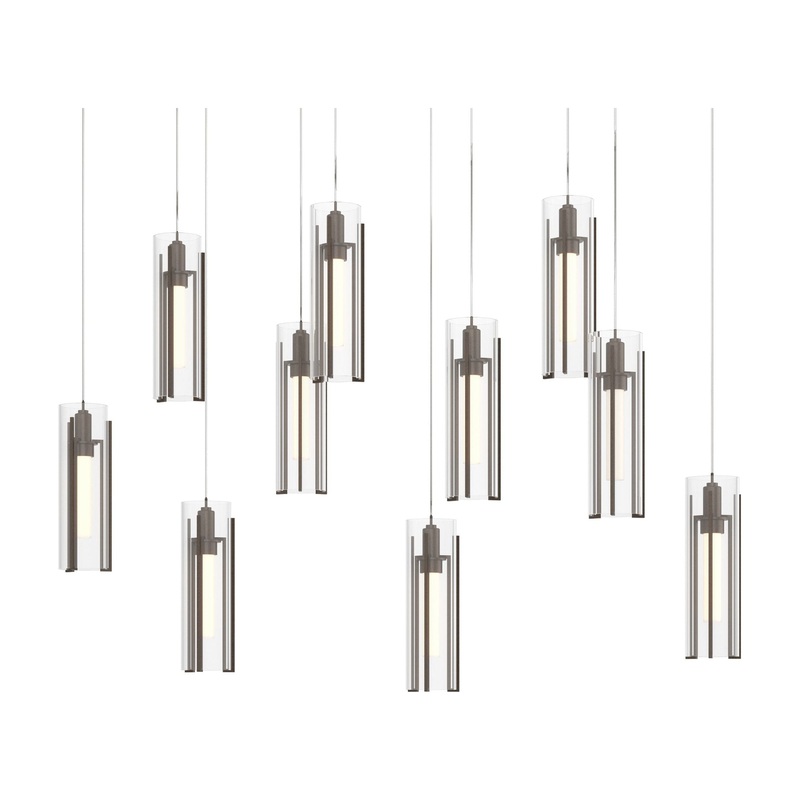 Exos Glass 10-Light Pendant Bronze Clear Glass (ZM)