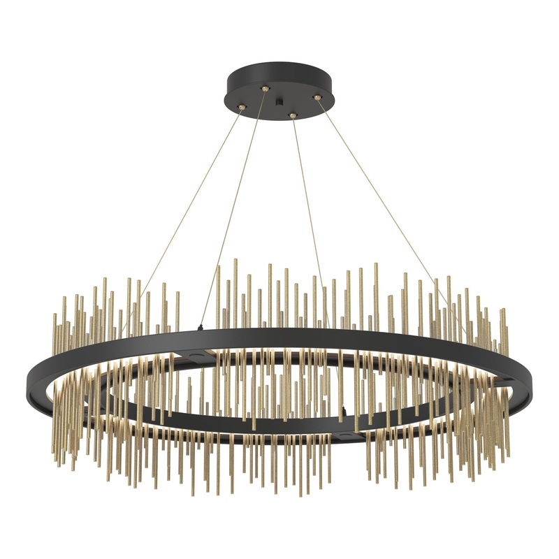 Gossamer Circular LED Pendant Black Modern Brass