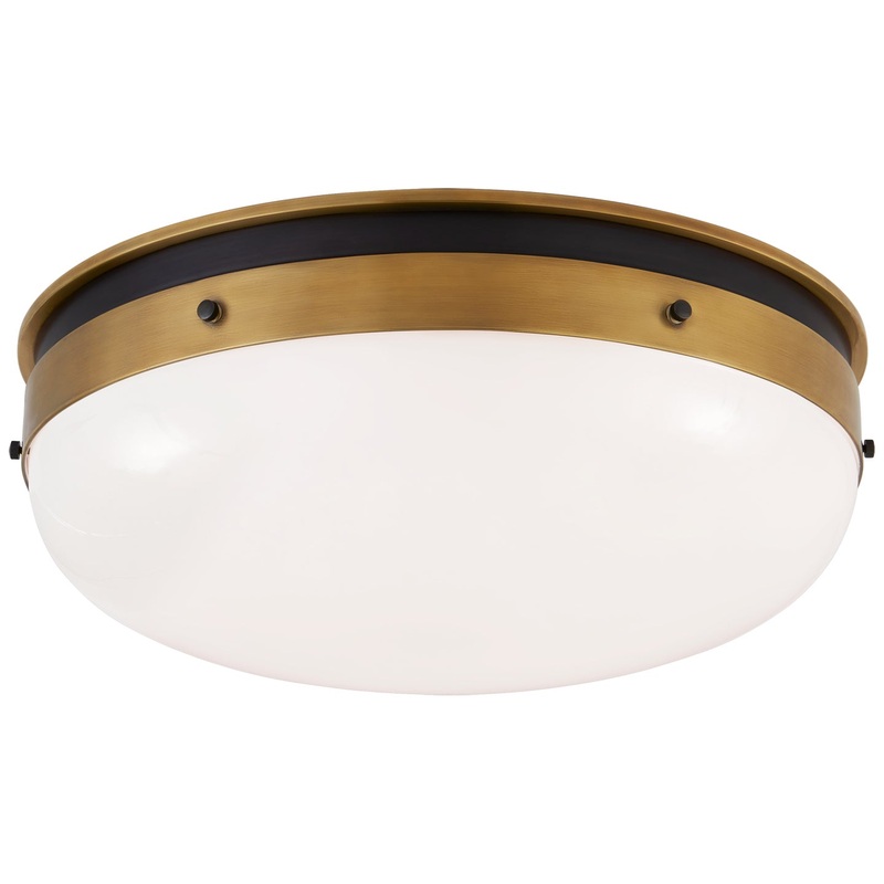LED Flush Mount from the Hicks Collection in Bronze And Hand-Rubbed Antique Brass Finish by Visual Comfort Signature