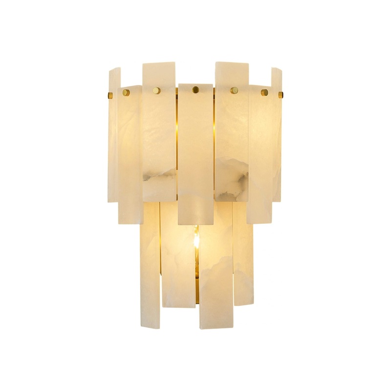 Madrid 3-Light Wall Sconce Antique Brass and Alabaster