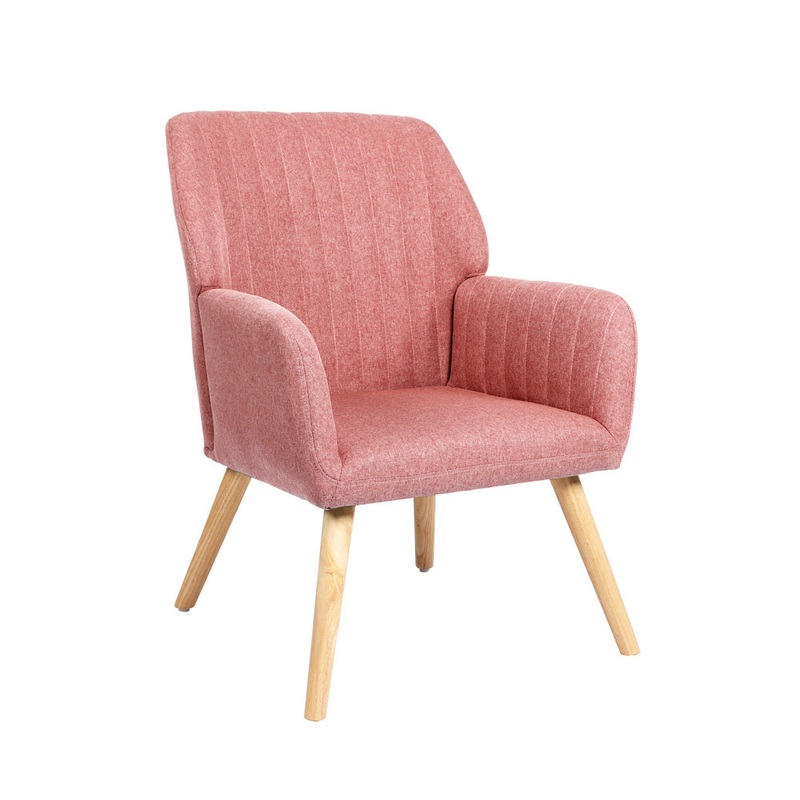 Oikiture Armchair Lounge Sofa Chair Fabric Couches Pink