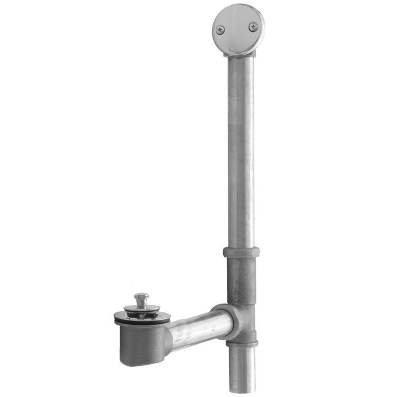 Tub Drain Bottom Outlet Lift & Turn with Faceplate 2 Hole Waste Polished Chrome Fixed 1-1/2 Inch Brass 20 Inch