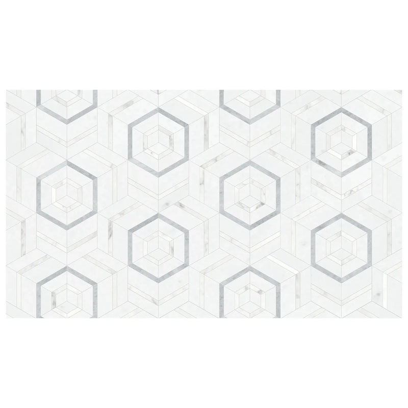 Utopio Hexo Dove Honed Natural Stone Waterjet Mosaic