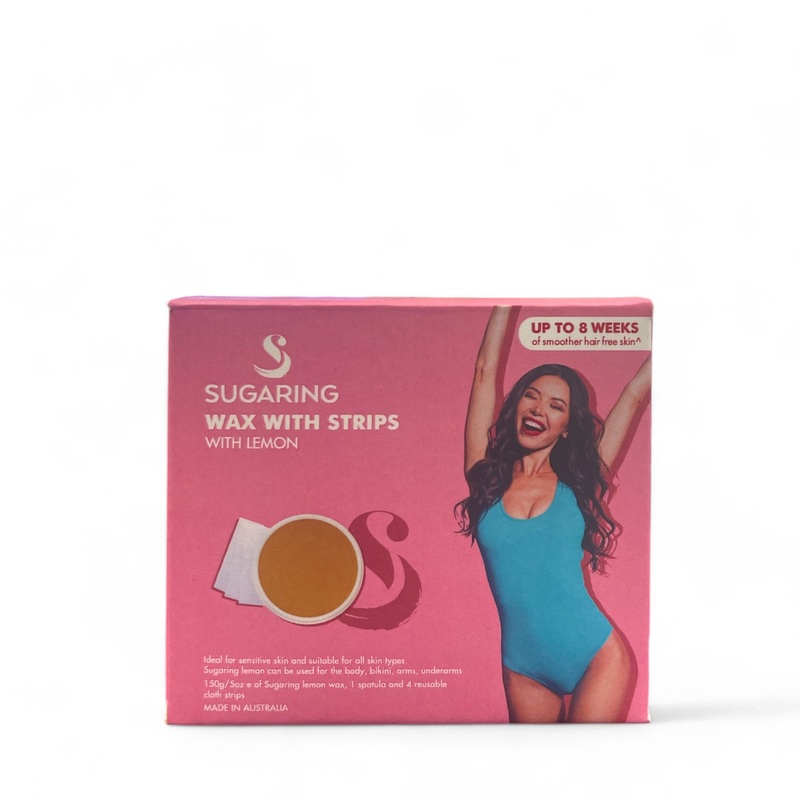 150g Sugaring Wax with Lemon with Reusable Strips – Home Hair Removal Kit