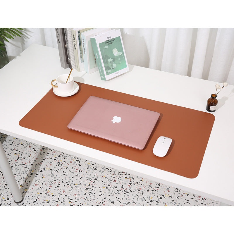 2 PCS Reddish brown/gray Extra-Large Leather Table Mat for Study & Work – Pad for Students & Office Use (60x30cm)