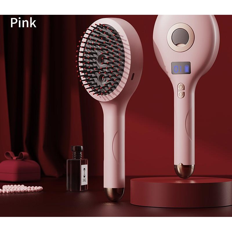 4-in-1 SPA Scalp Care Massage Comb – Red Light Therapy, Nano Steam & Vibration, USB-C Rechargeable(Pink)