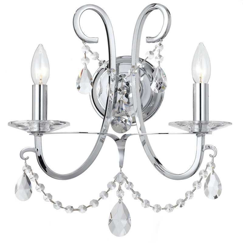 Crystorama 6822-CH-CL-SAQ Othello Two Light Wall Sconce Polished Chrome