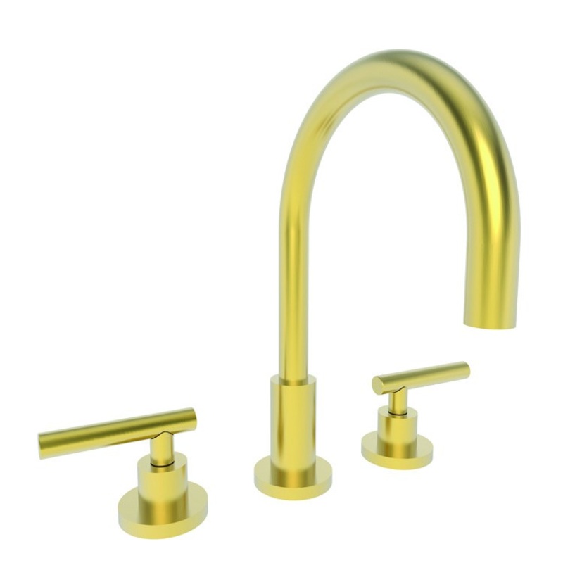 East Linear Two Handle Widespread Bathroom Faucet with Lever Handles with Drain – Satin Gold PVD
