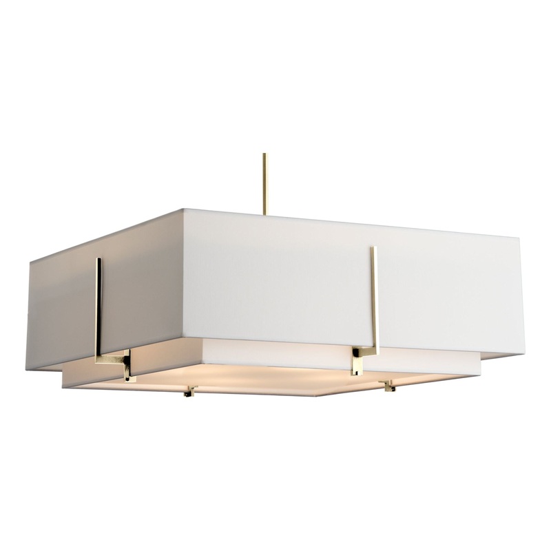 Exos Square Large Double Shade Pendant Modern Brass Natural Anna Inner Shade & Natural Anna Outer Shade