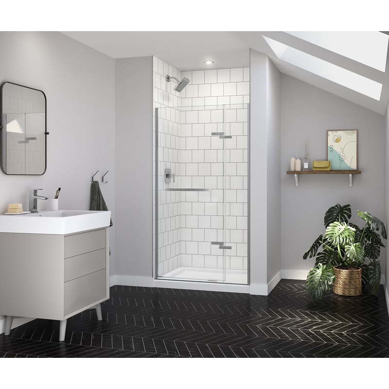MAAX 139576-900-084-000 Reveal Sleek 71 38-41 x 71  in. 8mm Pivot Shower Door for Alcove Installation with Clear glass in Chrome