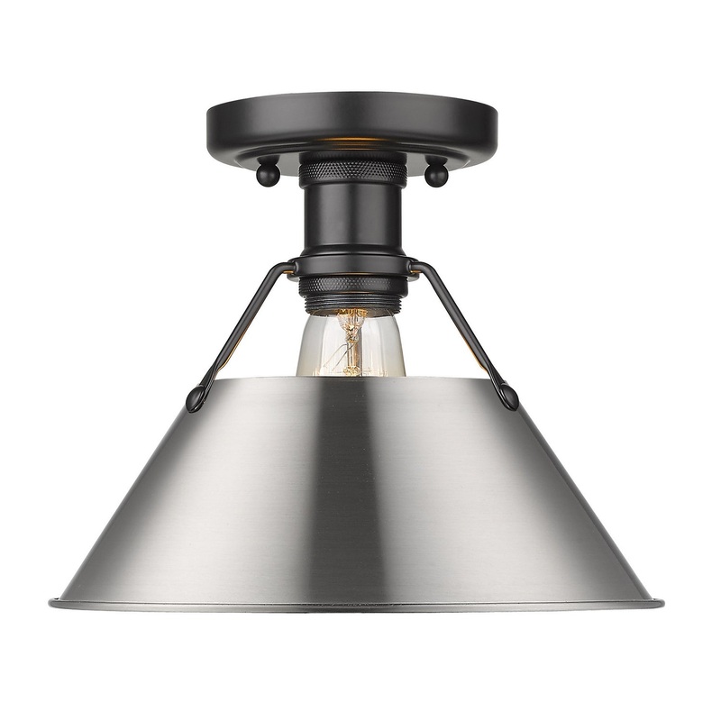 One Light Flush Mount from the Orwell Collection in Matte Black Finish by Golden