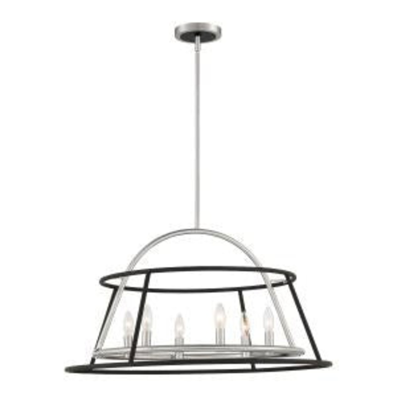 Six Light Chandelier from the Campana Collection in Satin Nickel Finish by Eurofase