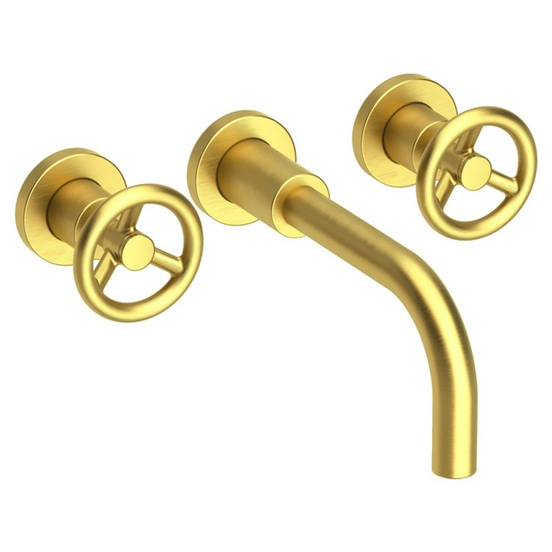 Slater Two Handle Wall-Mount Bathroom Faucet – Satin Brass