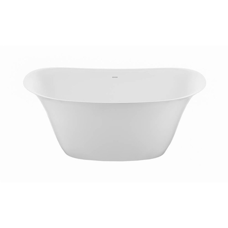 Soaking Tub Maricela 72 x 32 Inch Freestanding Center Drain Gloss White Mineral Composite