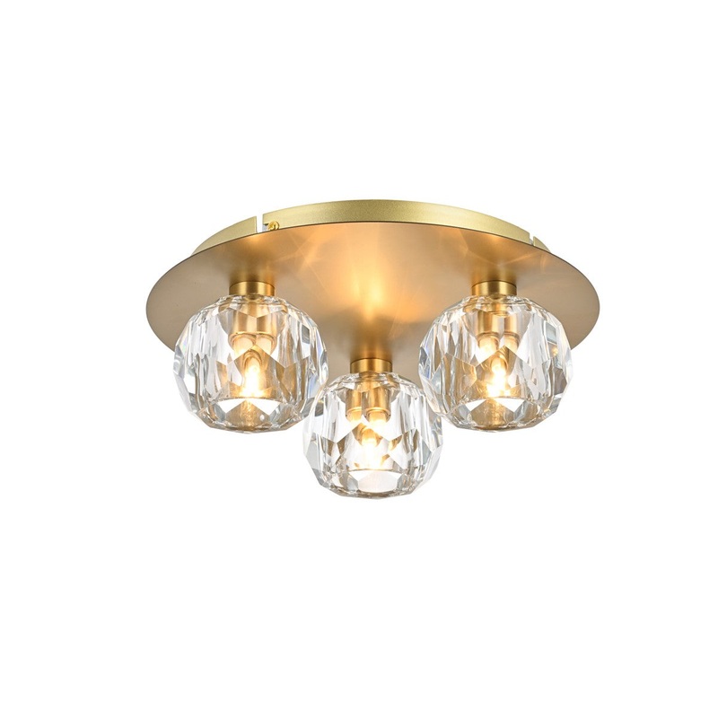 Three Light Flush Mount from the Graham Collection in Gold And Clear Finish by Elegant Lighting