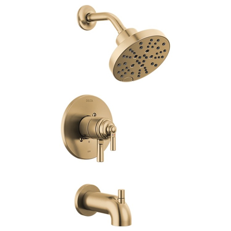 Tub and Shower Trim Monitor Saylor 14 Series 2 Lever Brilliance Champagne Bronze WaterSense ADA 1.75 Gallons per Minute