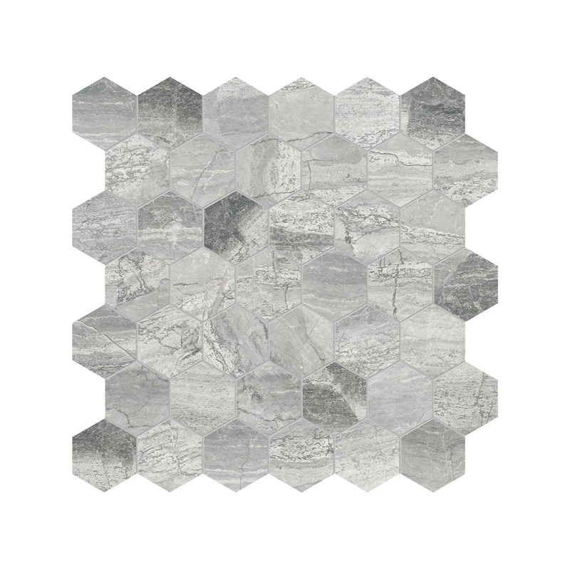 2″ Hex Volcana Notte Honed Marble Mosaic 1 Sheet = .99 Sqft Hexagon