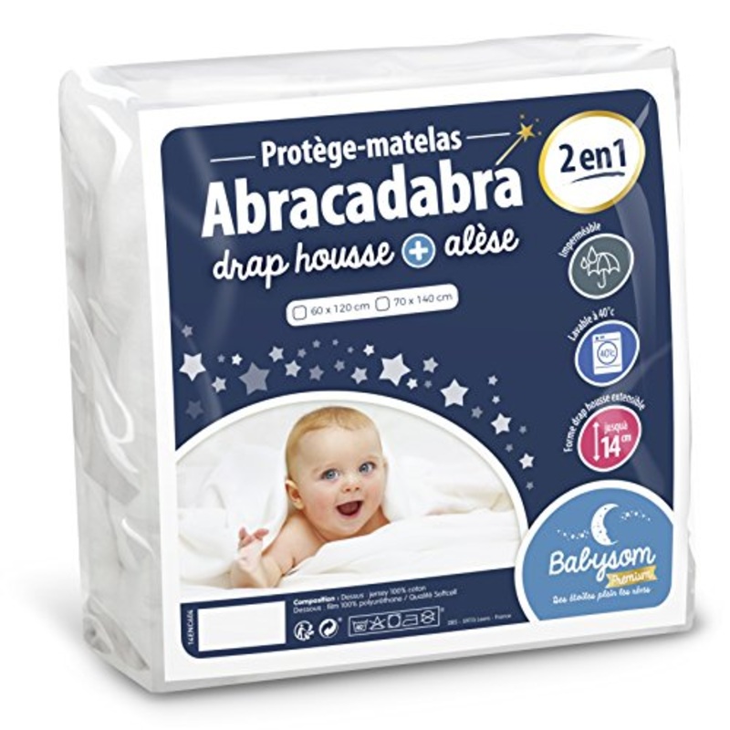 Babysom – Coprimaterasso Lettino Bambino 2 in 1 – 60×120 cm – Lenzuolo + Proteggi materasso Impermeabile – 100% Cotone – Silenzioso -Traspirante