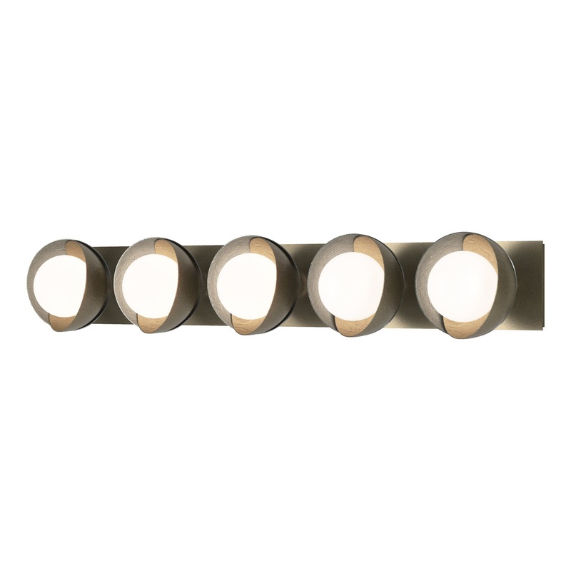 Brooklyn 5-Light Straight Double Shade Bath Sconce Soft Gold Vintage Platinum