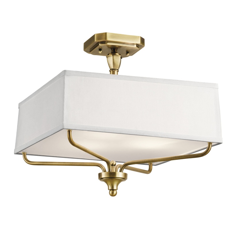 Kichler 43309NBR Three Light Semi Flush Mount, Natural Brass