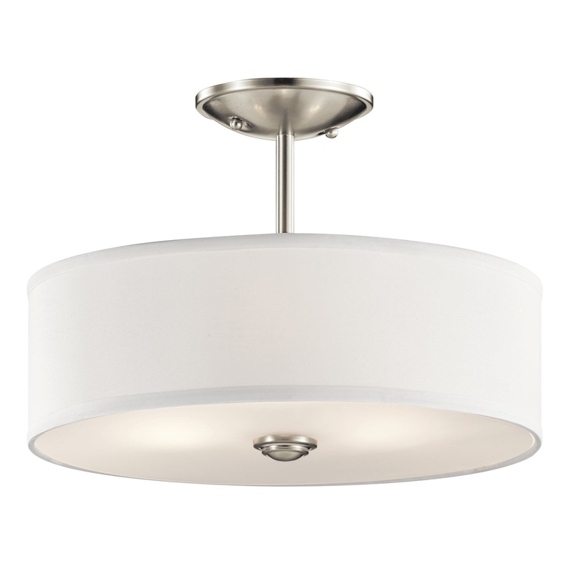 Kichler 43675NI Three Light Semi Flush Mount, Brushed Nickel