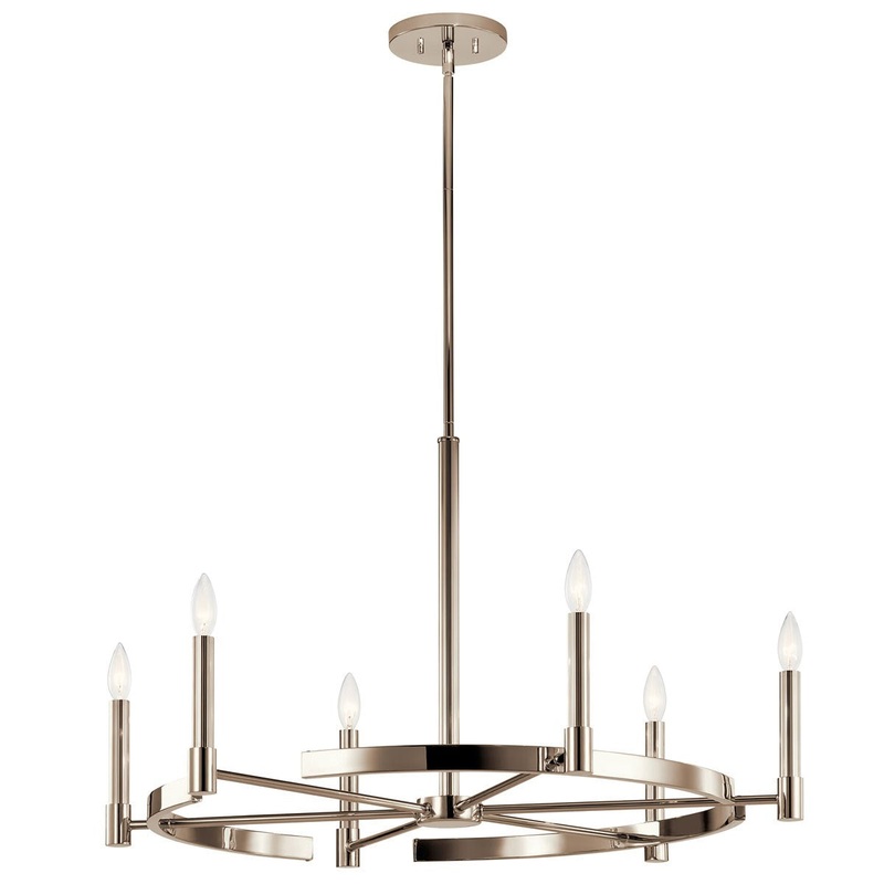 Kichler 52427PN Six Light Chandelier, Polished Nickel