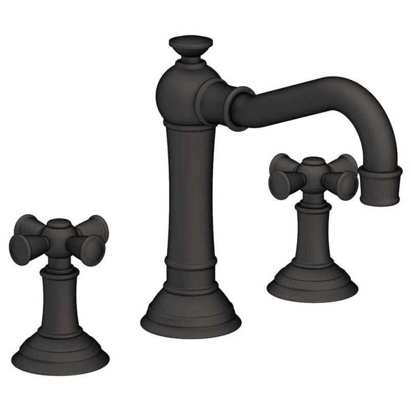 Lavatory Faucet Jacobean Widespread 8 to 20 Inch Spread 2 Cross ADA Flat Black 1.2 Gallons per Minute Brass Spout Height 4-13/16 Inch