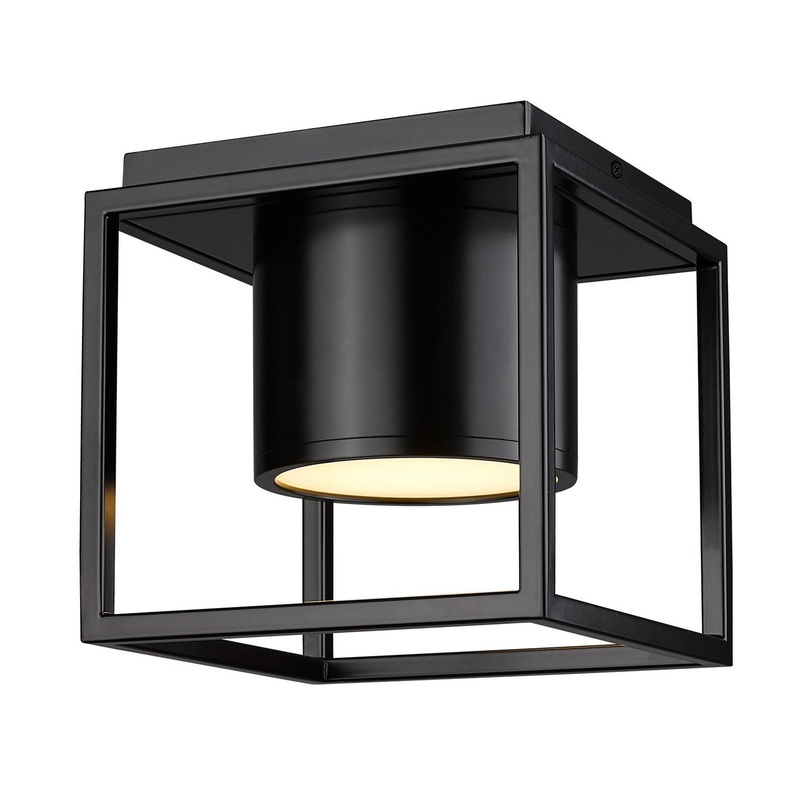 LED Flush Mount from the Desmond Collection in Matte Black Finish by Golden