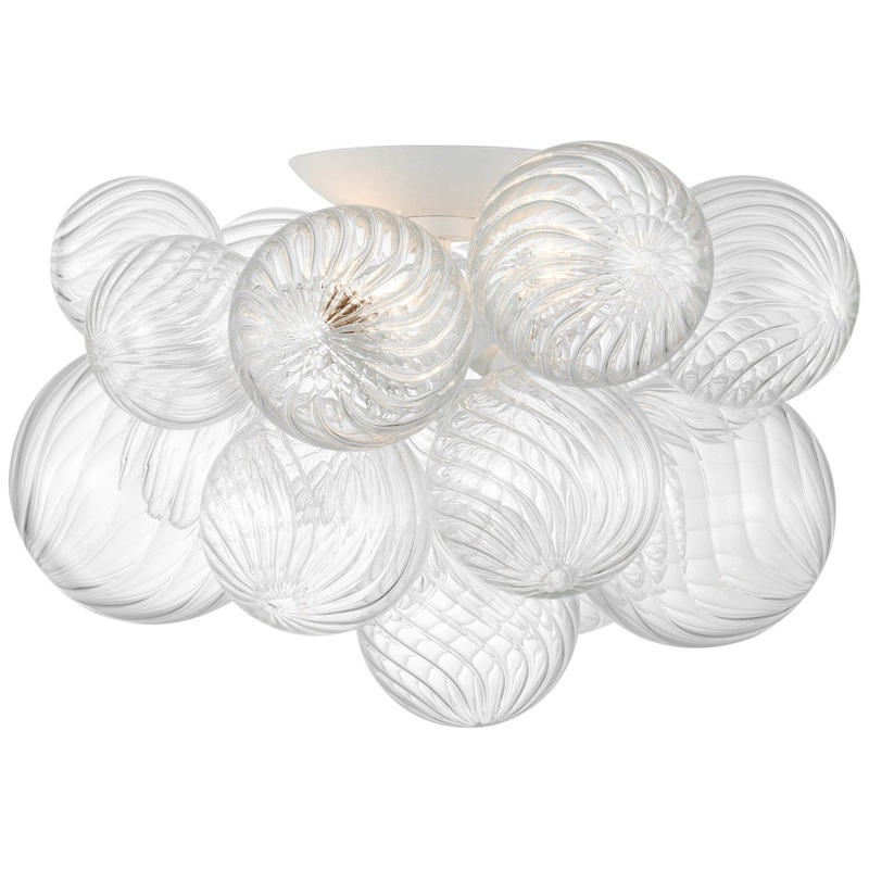 LED Flush Mount from the Talia Collection in Plaster White And Clear Swirled Glass Finish by Visual Comfort Signature