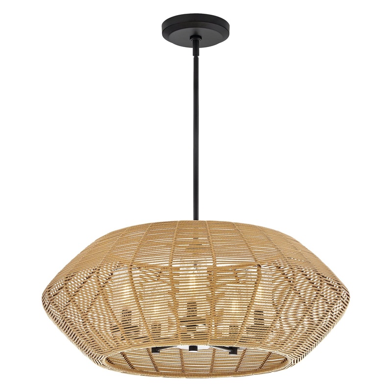 Luca Medium Single Tier Chandelier Black and Natural 8W / 120V Bulb(s) – Not Included