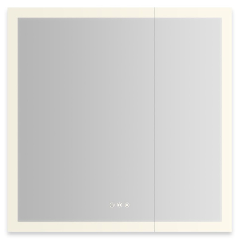 Medicine Cabinet AIO 30 x 30 Inch with Perimeter Lighting 2 Doors Triple Mirror Left Hinge