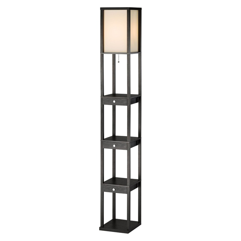 Murray Three Drawer Shelf Lamp Black Pvc Veneer on MDF