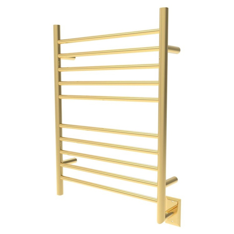 Towel Warmer Radiant 10 Bar Straight Hardwire/Plug-In 512 BTU 24 x 32 Inch Polished Gold 304 Stainless Steel