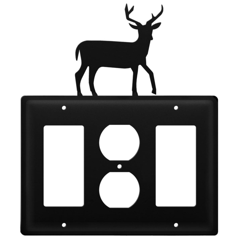 Village Wrought Iron EGOG-3 Triple Deer Single GFI Outlet and GFI Cover CUSTOM Product