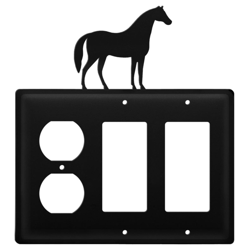 Village Wrought Iron EOGG-68 Triple Horse Single Outlet and Double GFI Cover CUSTOM Product