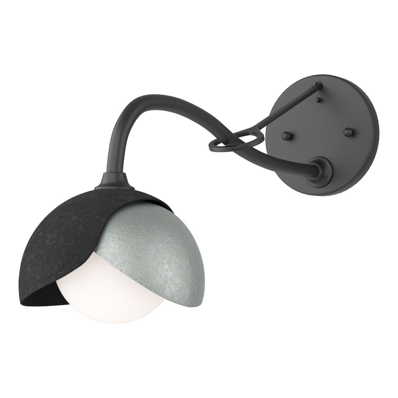 Brooklyn 1-Light Double Shade Long-Arm Sconce Black Vintage Platinum