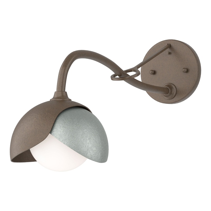 Brooklyn 1-Light Double Shade Long-Arm Sconce Bronze Vintage Platinum