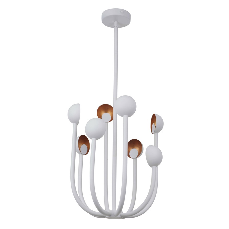 Craftmade 49228-MWWGL-LED Foundry Eight Light Chandelier Matte White/Gold Leaf (Discontinued)